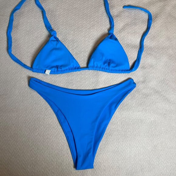 Women Swimsuit Triangle Bikini Halter Neck Adjustable Wide Straps 2 Piece Cheeky - Picture 3 of 7